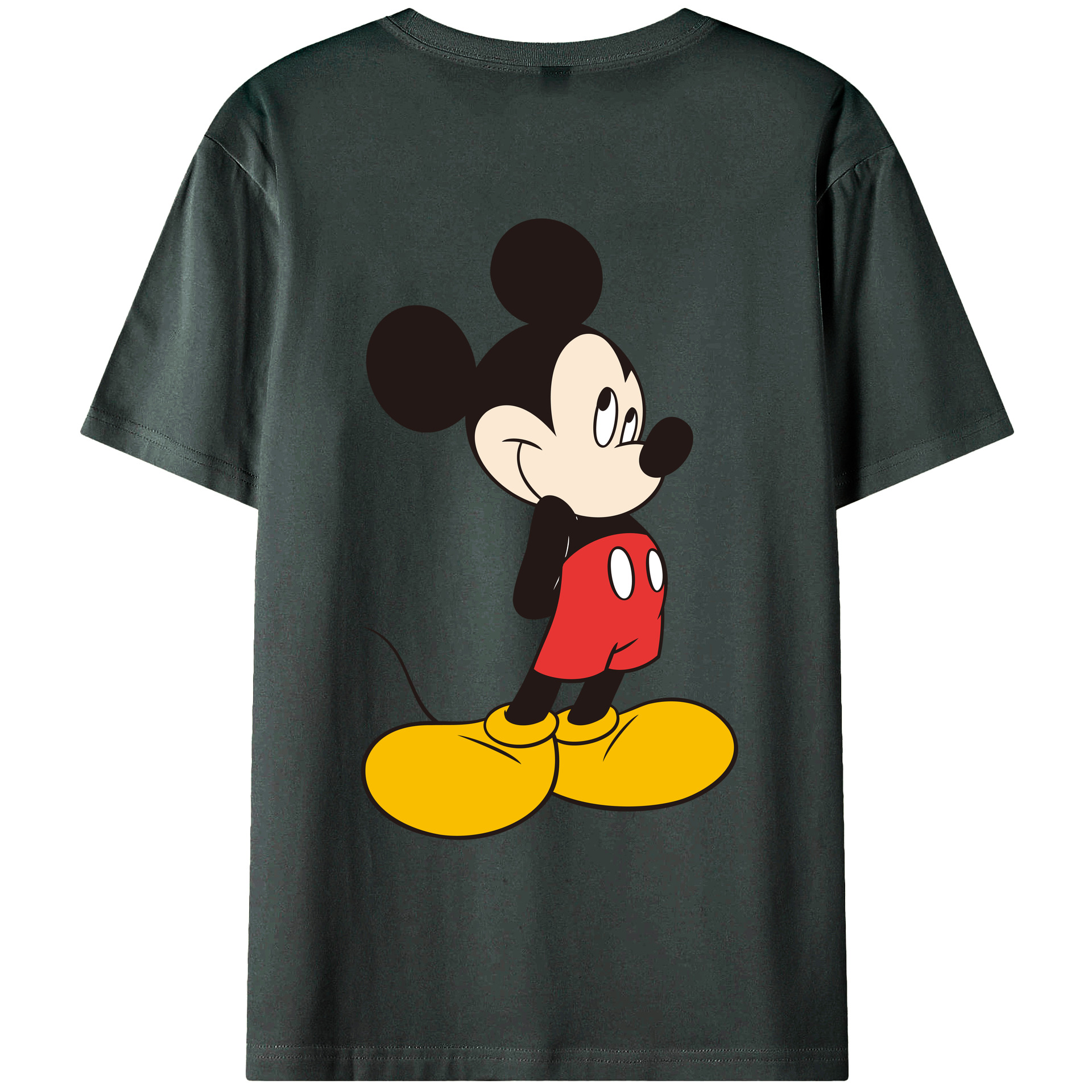 ミッキーマウス Mickey Mouse 綿100％ メンズ半袖Tシャツ（バックプリント） 通気性